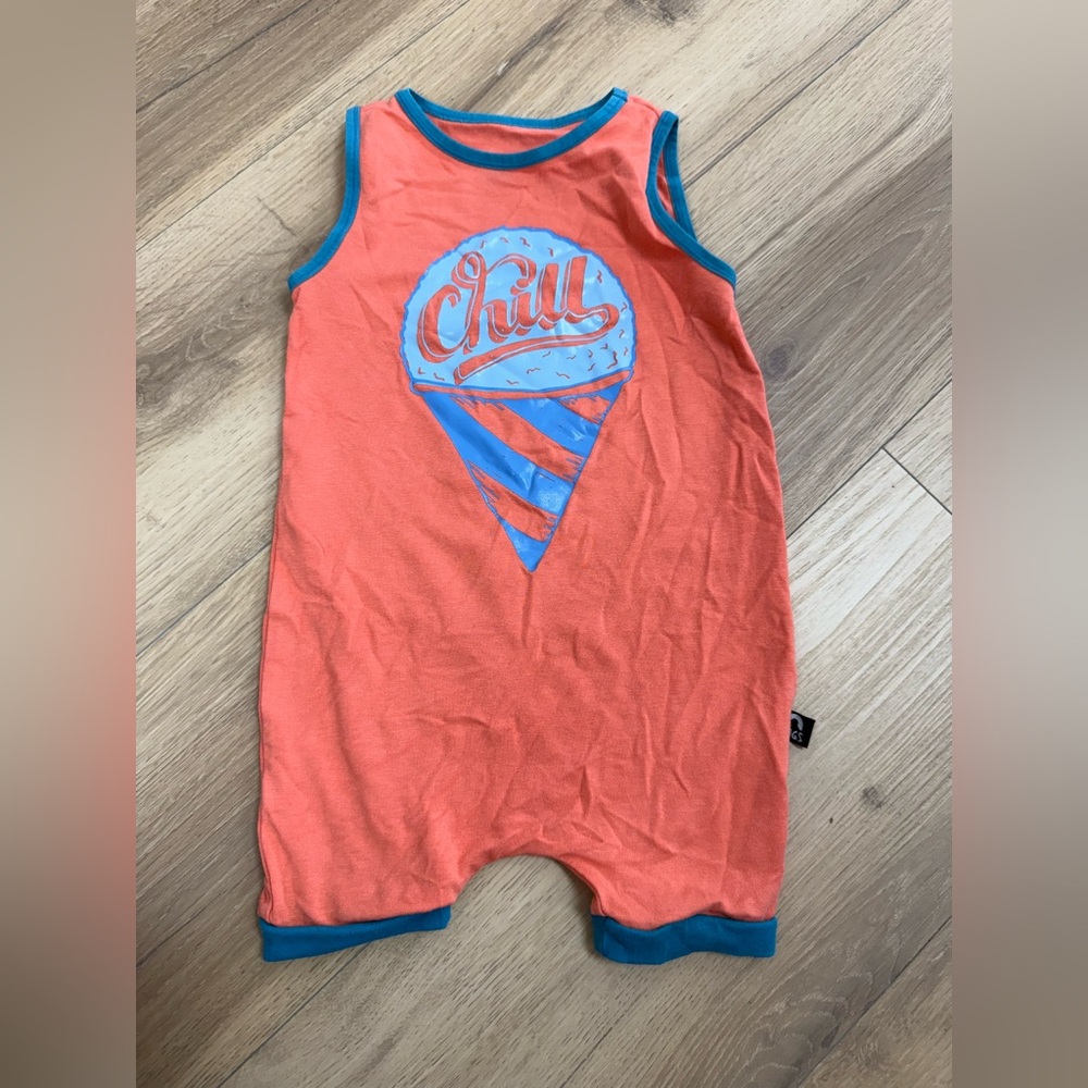 Rags to Raches Orange and Blue Chill Bodysuit